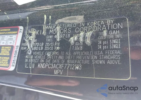 2015 Kia Sportage Ex из США, поврежденный, VIN KNDPC3ACXF7712113